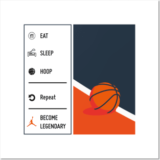 Basket Legendary Eat Sleep Hoop Repeat Posters and Art